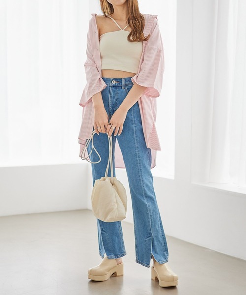 ブラウス シャツ ストライプ 半袖 ポップオーバー レディース MINERTE ブラウス シャツ 「MINERTE」layered stripe shirt