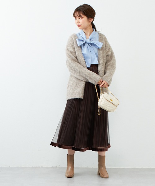 natural couture（ナチュラルクチュール）の「ミックス起毛カラーミドルカーディガン（カーディガン/ボレロ・レディース・ブラック/パープル/ブラウン/オフホワイト/サックスブルー/ピンク/オレンジ・FREE）」の21枚目の写真