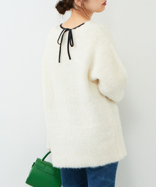 natural couture（ナチュラルクチュール）の「ミックス起毛カラーミドルカーディガン（カーディガン/ボレロ・レディース・ブラック/パープル/ブラウン/オフホワイト/サックスブルー/ピンク/オレンジ・FREE）」の12枚目の写真