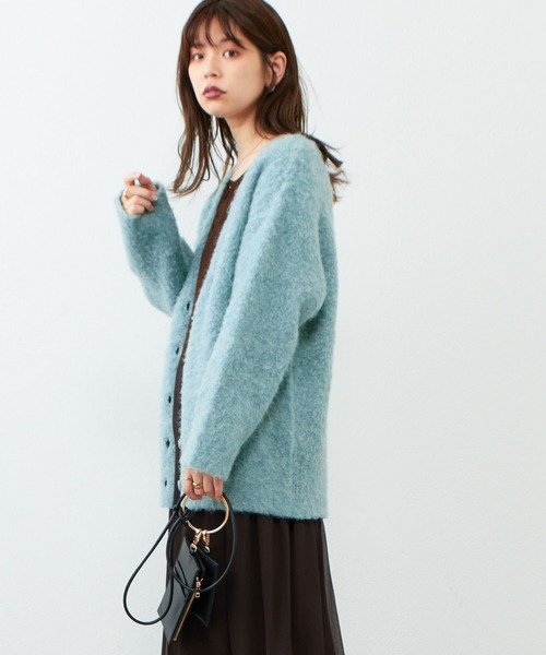 natural couture（ナチュラルクチュール）の「ミックス起毛カラーミドルカーディガン（カーディガン/ボレロ・レディース・ブラック/パープル/ブラウン/オフホワイト/サックスブルー/ピンク/オレンジ・FREE）」の22枚目の写真