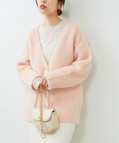 natural couture（ナチュラルクチュール）の「ミックス起毛カラーミドルカーディガン（カーディガン/ボレロ・レディース・ブラック/パープル/ブラウン/オフホワイト/サックスブルー/ピンク/オレンジ・FREE）」の18枚目の写真