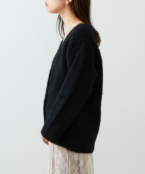 natural couture（ナチュラルクチュール）の「ミックス起毛カラーミドルカーディガン（カーディガン/ボレロ・レディース・ブラック/パープル/ブラウン/オフホワイト/サックスブルー/ピンク/オレンジ・FREE）」の11枚目の写真