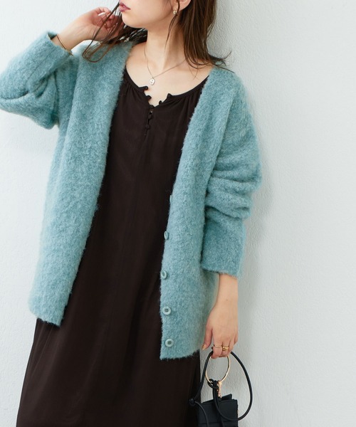 natural couture（ナチュラルクチュール）の「ミックス起毛カラーミドルカーディガン（カーディガン/ボレロ・レディース・ブラック/パープル/ブラウン/オフホワイト/サックスブルー/ピンク/オレンジ・FREE）」の16枚目の写真