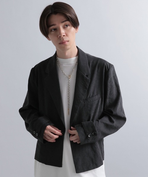 HARE(ハレ)の「スエードライクショートジャケット(HARE)(テーラードジャケット・メンズ・ブラック/ボルドー・SMALL/MEDIUM)」の3枚目の写真