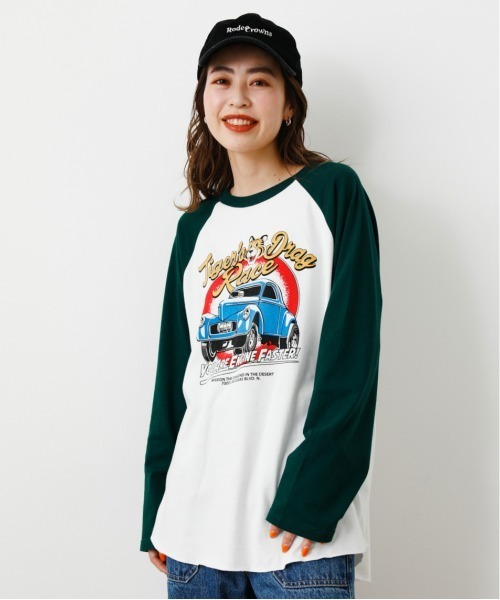 RODEO CROWNS WIDE BOWL(ロデオクラウンズワイドボウル)の「Tiger Drag RaceラグランL/STシャツ(Tシャツ/カットソー・レディース・ブラック/ブラウン/ダークグリーン・FREE)」の3枚目の写真