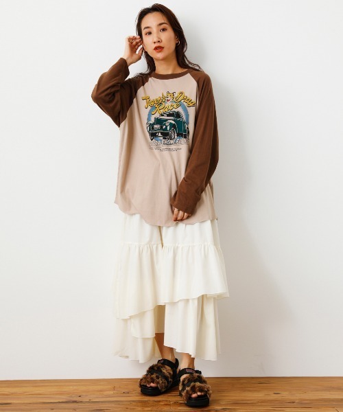 RODEO CROWNS WIDE BOWL(ロデオクラウンズワイドボウル)の「Tiger Drag RaceラグランL/STシャツ(Tシャツ/カットソー・レディース・ブラック/ブラウン/ダークグリーン・FREE)」の7枚目の写真