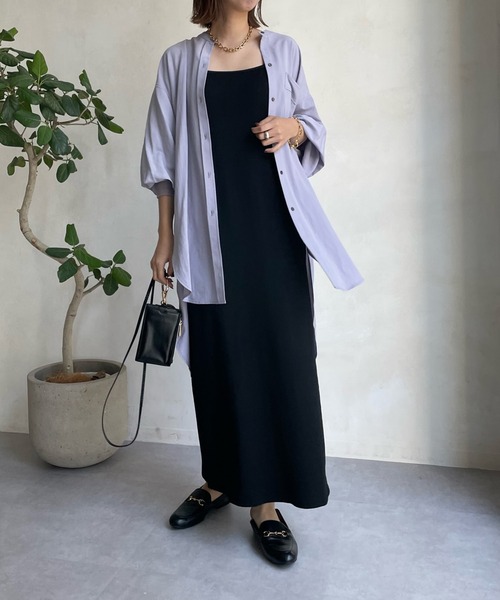 DouDou（ドゥドゥ）の「袖リブバックボタンロングシャツ（シャツ/ブラウス・レディース・オフホワイト/モカ/バイオレット/ブラック・FREE）」の15枚目の写真