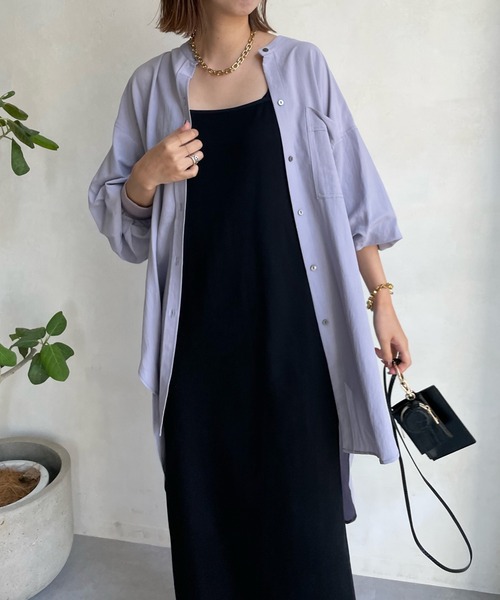 DouDou（ドゥドゥ）の「袖リブバックボタンロングシャツ（シャツ/ブラウス・レディース・オフホワイト/モカ/バイオレット/ブラック・FREE）」の20枚目の写真