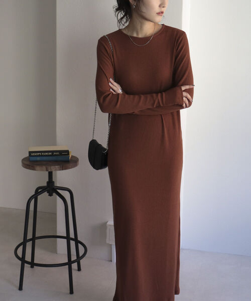 fredy emue（フレディエミュ）の「タイトマキシ丈リブワンピース（ワンピース・レディース・ブラック/ブラウン・38）」の7枚目の写真
