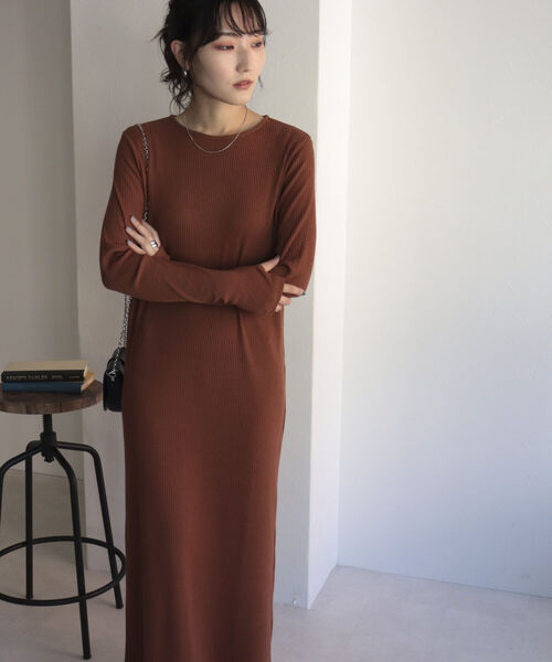 fredy emue（フレディエミュ）の「タイトマキシ丈リブワンピース（ワンピース・レディース・ブラック/ブラウン・38）」の8枚目の写真