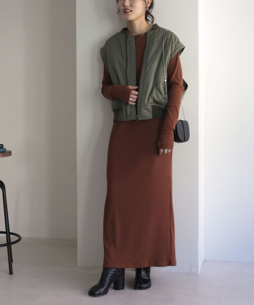 fredy emue（フレディエミュ）の「タイトマキシ丈リブワンピース（ワンピース・レディース・ブラック/ブラウン・38）」の14枚目の写真