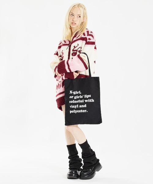 X-girl（エックスガール）の「TOTE BAG（トートバッグ・レディース・ライトブルー/ブラック/ホワイト・ONE SIZE）」の20枚目の写真