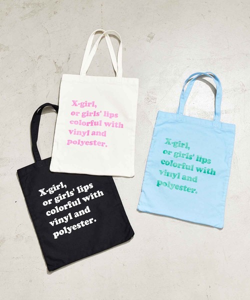 X-girl（エックスガール）の「TOTE BAG（トートバッグ・レディース・ライトブルー/ブラック/ホワイト・ONE SIZE）」の14枚目の写真