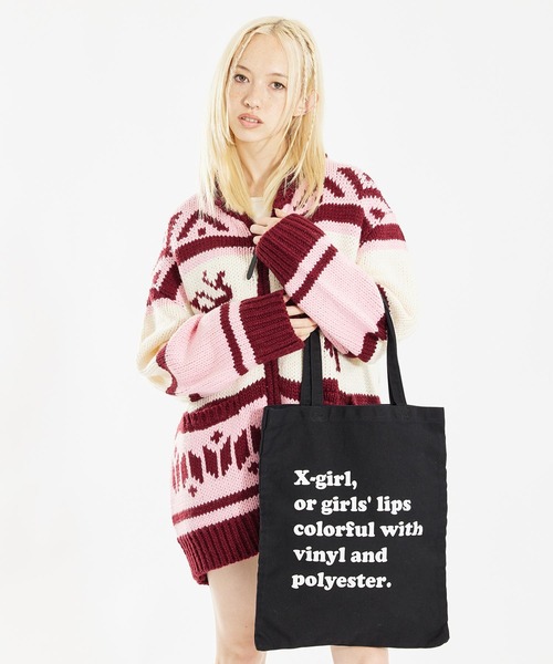 X-girl（エックスガール）の「TOTE BAG（トートバッグ・レディース・ライトブルー/ブラック/ホワイト・ONE SIZE）」の15枚目の写真