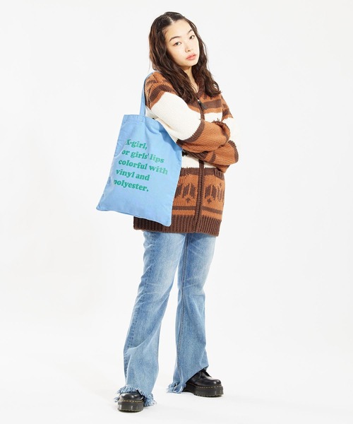 X-girl（エックスガール）の「TOTE BAG（トートバッグ・レディース・ライトブルー/ブラック/ホワイト・ONE SIZE）」の18枚目の写真