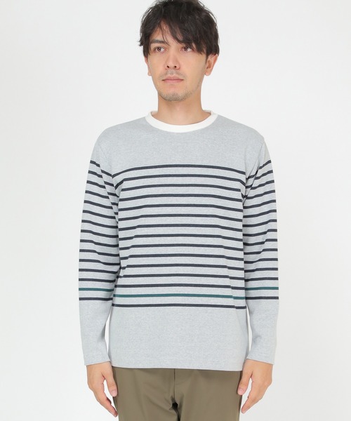 ikka(イッカ)の「ダブルジャガードボーダーロンT(Tシャツ/カットソー・メンズ・オフホワイト/グリーン/ブラック/ネイビー・XL/L/M/S)」の13枚目の写真