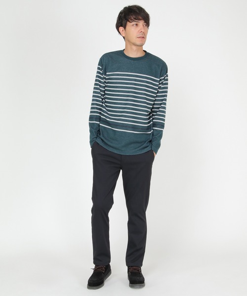 ikka(イッカ)の「ダブルジャガードボーダーロンT(Tシャツ/カットソー・メンズ・オフホワイト/グリーン/ブラック/ネイビー・XL/L/M/S)」の9枚目の写真