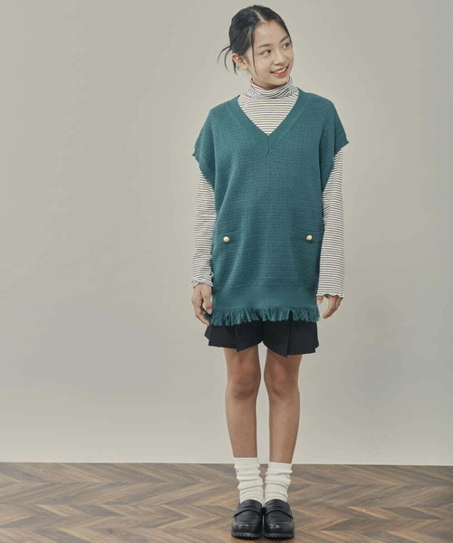 a.v.v（アーヴェヴェ）の「[100-130]ハイネックカットソー（Tシャツ/カットソー・キッズ・ホワイト/グリーン/ブラック/ライトパープル/ライトピンク/アイボリー・100/110/120/130）」の13枚目の写真