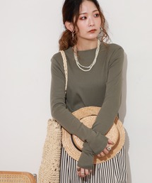 ACE オーガニックコットン フライス Tシャツ ハイネック 長袖 デオドラント UV加工