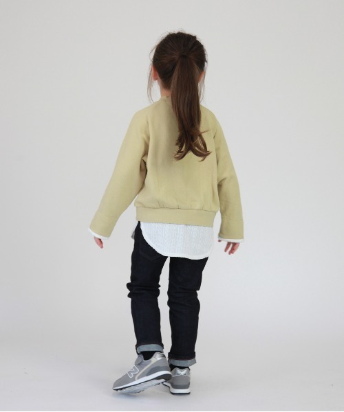 FITH(フィス)の「エアリー裏毛×ケーブルジャガード レイヤード 長袖 スウェット(スウェット・キッズ・グリーン/グレー/ホワイト/ブラック・100/120/90/110/80)」の8枚目の写真