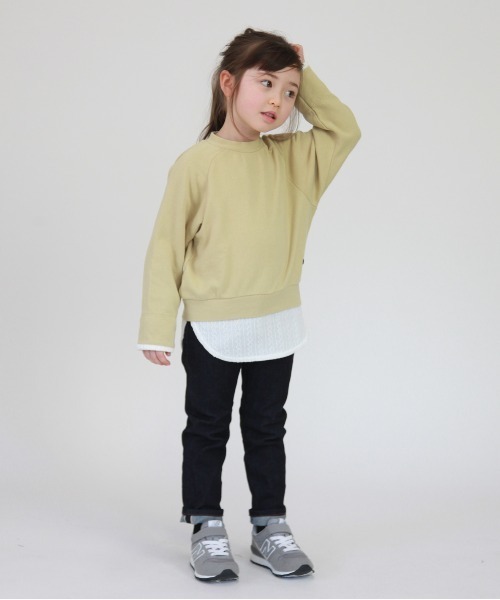 FITH(フィス)の「エアリー裏毛×ケーブルジャガード レイヤード 長袖 スウェット(スウェット・キッズ・グリーン/グレー/ホワイト/ブラック・100/120/90/110/80)」の7枚目の写真