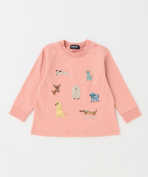 kladskap(クレードスコープ)の「犬刺しゅう長袖Tシャツ(Tシャツ/カットソー・キッズ・ピンク/ネイビー・100cm/90cm/120cm/80cm/110cm)」の1枚目の写真