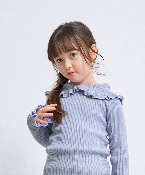 apres les cours（アプレレクール）の「衿付きニット（ニット/セーター・キッズ・アイボリー/イエロー/サックスブルー/ブラウン/エンジ・80/90/100/110/120/130/140）」の3枚目の写真