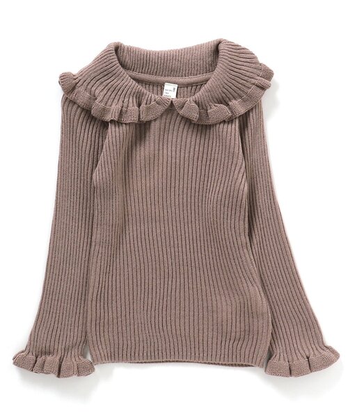 apres les cours（アプレレクール）の「衿付きニット（ニット/セーター・キッズ・アイボリー/イエロー/サックスブルー/ブラウン/エンジ・80/90/100/110/120/130/140）」の10枚目の写真