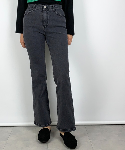 me+em select(ミームセレクト)の「セミフレアベーシックスデニム(デニムパンツ・レディース・グレー/ブルー・LARGE/MEDIUM/SMALL)」の1枚目の写真