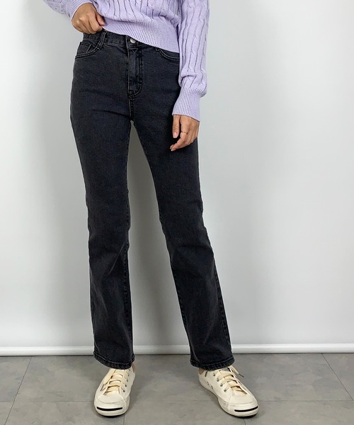 me+em select(ミームセレクト)の「セミフレアベーシックスデニム(デニムパンツ・レディース・グレー/ブルー・LARGE/MEDIUM/SMALL)」の16枚目の写真