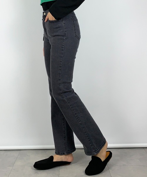 me+em select(ミームセレクト)の「セミフレアベーシックスデニム(デニムパンツ・レディース・グレー/ブルー・LARGE/MEDIUM/SMALL)」の9枚目の写真