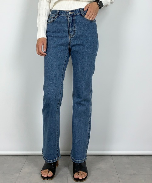 me+em select(ミームセレクト)の「セミフレアベーシックスデニム(デニムパンツ・レディース・グレー/ブルー・LARGE/MEDIUM/SMALL)」の6枚目の写真