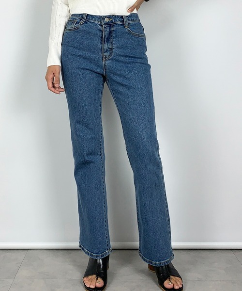 me+em select(ミームセレクト)の「セミフレアベーシックスデニム(デニムパンツ・レディース・グレー/ブルー・LARGE/MEDIUM/SMALL)」の4枚目の写真