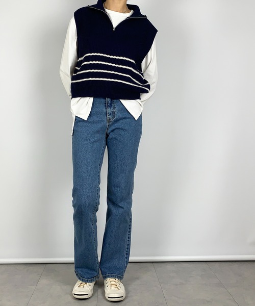 me+em select(ミームセレクト)の「セミフレアベーシックスデニム(デニムパンツ・レディース・グレー/ブルー・LARGE/MEDIUM/SMALL)」の13枚目の写真