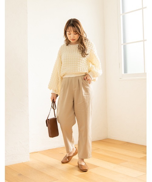 chocomee（チョコミー）の「chino straight pants/チノストレイトパンツ（チノパンツ・レディース・ブラウン/ベージュ・FREE）」の6枚目の写真
