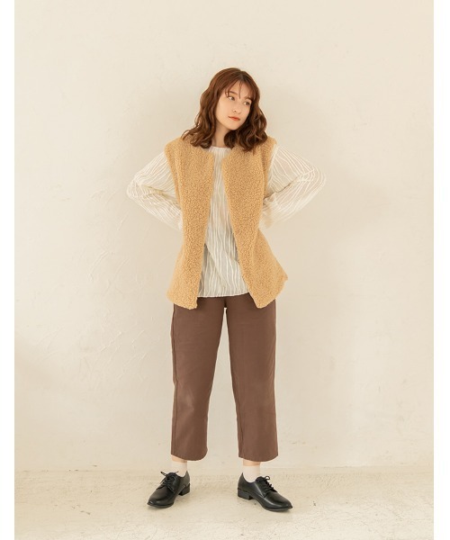 chocomee（チョコミー）の「chino straight pants/チノストレイトパンツ（チノパンツ・レディース・ブラウン/ベージュ・FREE）」の12枚目の写真
