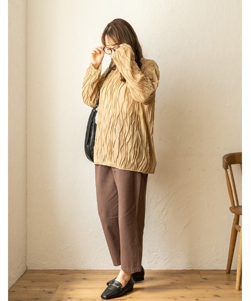 chocomee（チョコミー）の「chino straight pants/チノストレイトパンツ（チノパンツ・レディース・ブラウン/ベージュ・FREE）」の4枚目の写真