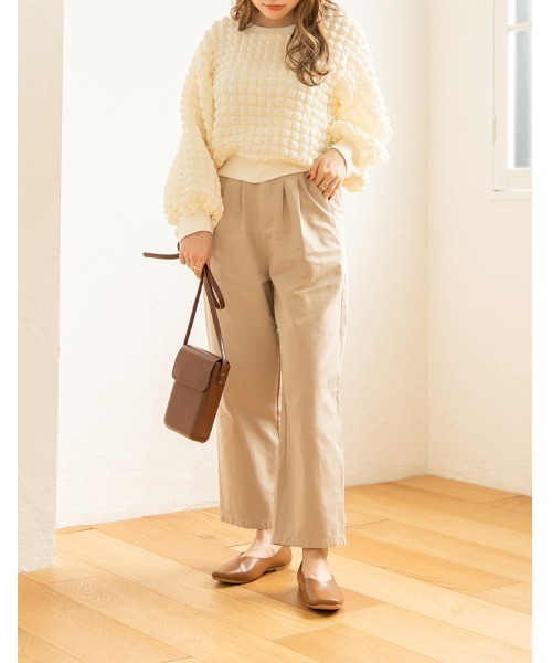 chocomee（チョコミー）の「chino straight pants/チノストレイトパンツ（チノパンツ・レディース・ブラウン/ベージュ・FREE）」の3枚目の写真