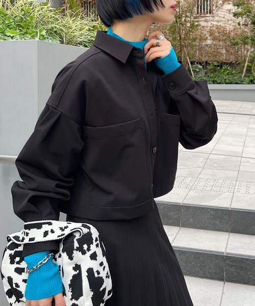 PAGEBOY（ページボーイ）の「SETUPショートシャツ（シャツ/ブラウス・レディース・オフホワイト/ブラック/ミント・FREE）」の2枚目の写真