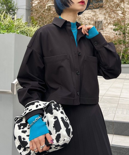 PAGEBOY（ページボーイ）の「SETUPショートシャツ（シャツ/ブラウス・レディース・オフホワイト/ブラック/ミント・FREE）」の9枚目の写真