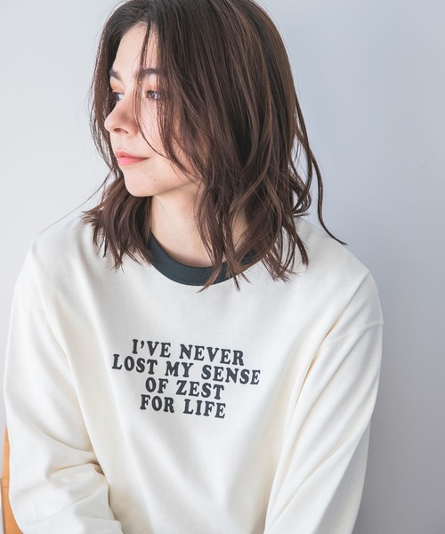 niko and...(ニコアンド)の「起毛アソートロゴロンT(Tシャツ/カットソー・レディース・パープル/ナチュラル/ピンク/オフホワイト/ホワイト・MEDIUM/LARGE)」の3枚目の写真