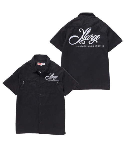 XLARGE(エクストララージ)の「SCRIPT LOGO S/S WORK SHIRT(シャツ/ブラウス・メンズ・ブラック/カーキ/オリーブ/ネイビー・MEDIUM/X-LARGE/LARGE/SMALL)」の2枚目の写真