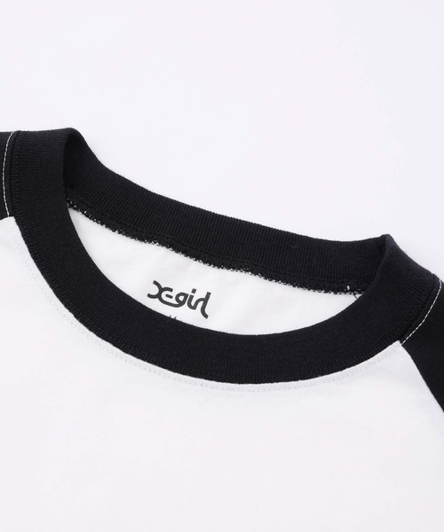 X-girl（エックスガール）の「EMBROIDERED SQUARE LOGO B/B TEE