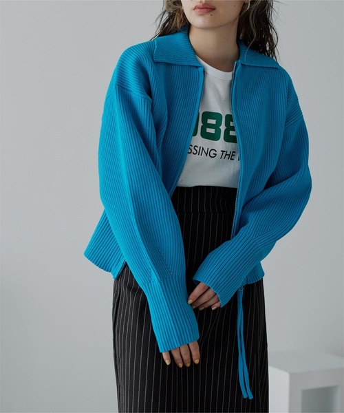 miette（ミエット）の「バルーンスリーブ襟付きニットブルゾン（ブルゾン・レディース・ブラック/アイボリー/ブルー/レッド/テラコッタ/ピンク・FREE）」の14枚目の写真