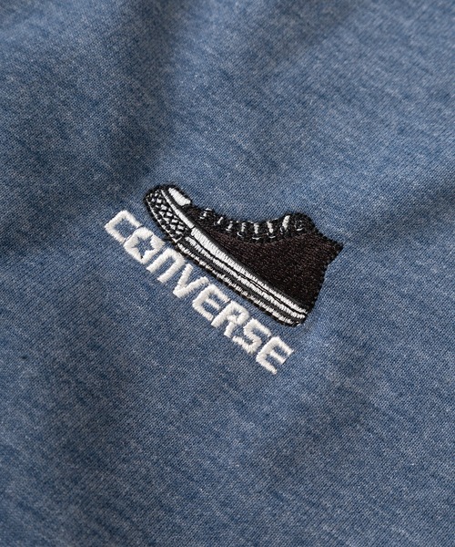CONVERSE(コンバース)の「【CONVERSE/コンバース】シューズ刺繍 インディゴカラー リブライン カットスタジャン/ワンポイント刺繍 スナップボタンカーデ/ ビッグシルエット(スウェット・レディース・インディゴブルー/ライトインディゴブルー・M/L)」の6枚目の写真