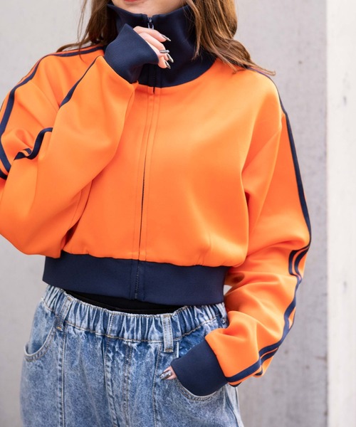 WEGO(ウィゴー)の「WEGO/ショートトラックジャケット(ジャージ・レディース・オレンジ/オフホワイト/ブラック・FREE)」の15枚目の写真