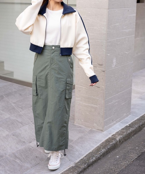 WEGO(ウィゴー)の「WEGO/ショートトラックジャケット(ジャージ・レディース・オレンジ/オフホワイト/ブラック・FREE)」の8枚目の写真