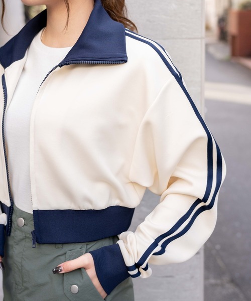 WEGO(ウィゴー)の「WEGO/ショートトラックジャケット(ジャージ・レディース・オレンジ/オフホワイト/ブラック・FREE)」の19枚目の写真