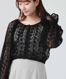 ボリュームギャザーV開きブラウス