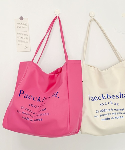 florist（フローリスト）の「【大容量】ビビッドカラー×キャンバスカジュアルトートバッグ（トートバッグ・レディース・グリーン/オレンジ/オフホワイト/ベージュ/ピンク・FREE）」の12枚目の写真